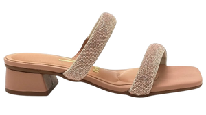 Sandalias de Tacón Bajo Rosa Dorado Talle 36