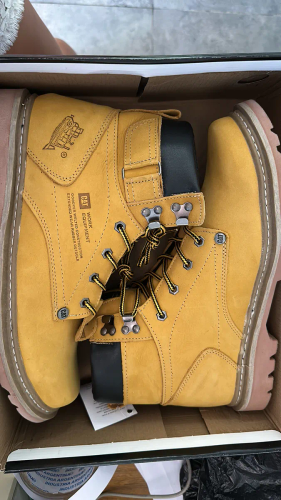 Borcegos Caterpillar De Cuero Clásicos Mostaza